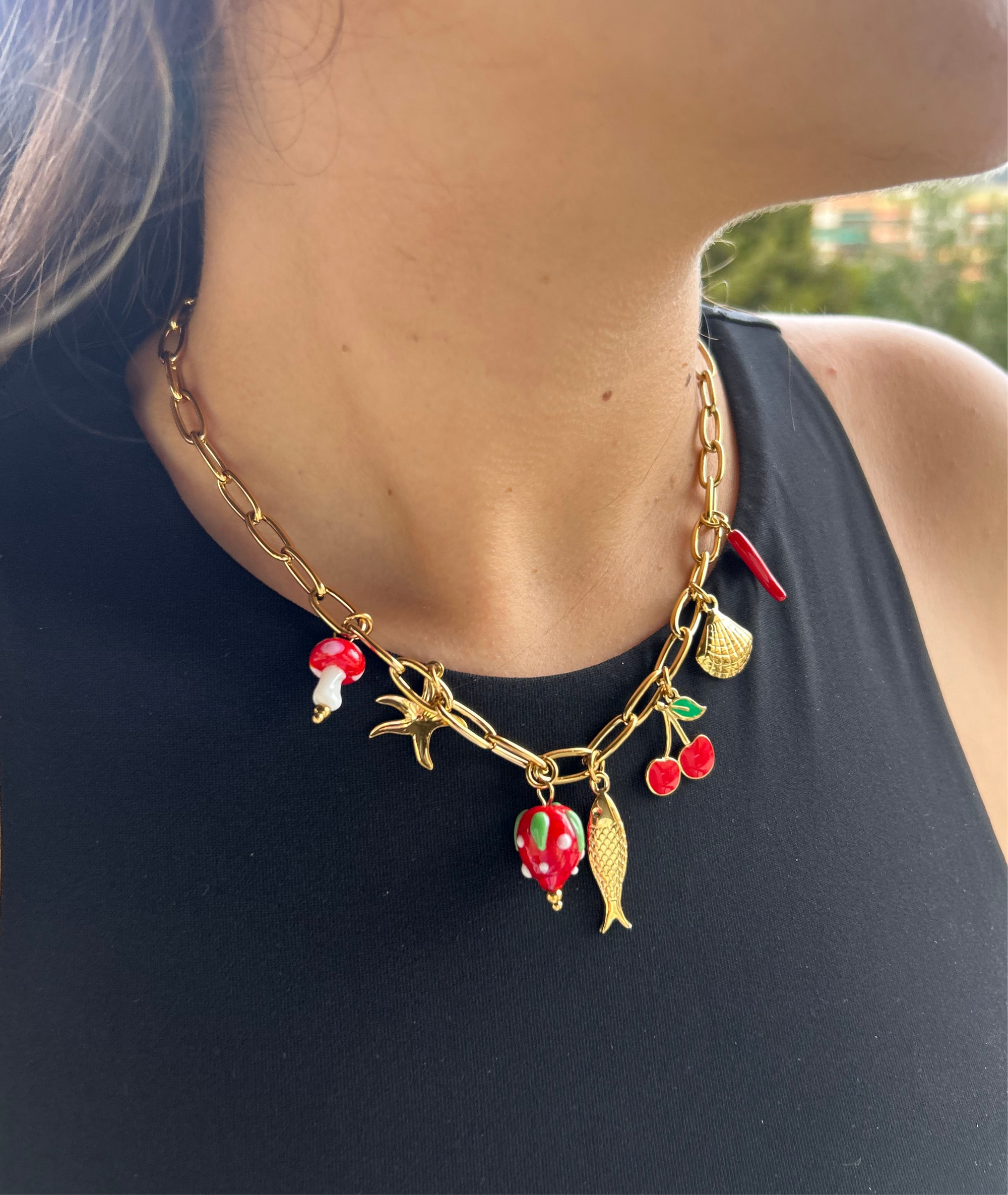 RED CHARM NECKLACE